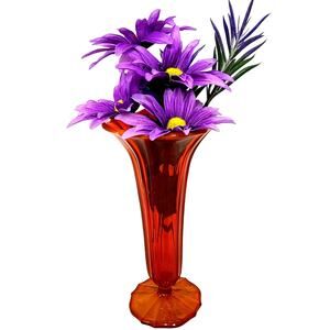 Vivid Orange Glass Vase Ribbed Scalloped MCM Retro Fall Decor Vintage